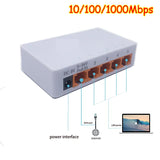 5 Port 1000Mbps Gigabit Network Switch Ethernet Smart Switcher High Performance RJ45 Hub Internet Splitter