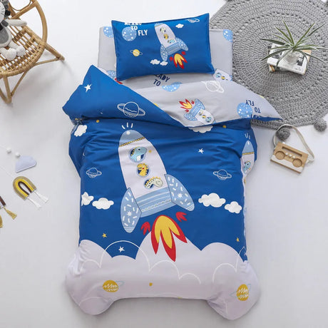 Children's Cotton Three-piece Set Kindergarten Nap Cartoon Bed Sheet Quilt Cover Cotton Bedding Kit Pillowcase CP27