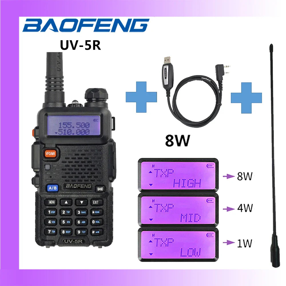 2023 Baofeng UV-5R 5W/8W Walkie Talkie Long Range Walkie Talkie FM Handy Transceiver Portable Ham Radio Walkie Talkie