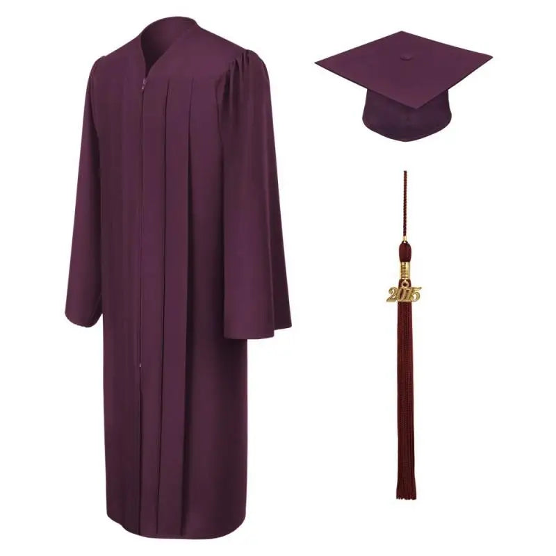 2023 New Woven Baccalaureate Gown American Style Adult University Graduation Academic Dress Solid Color Robe Hat Set