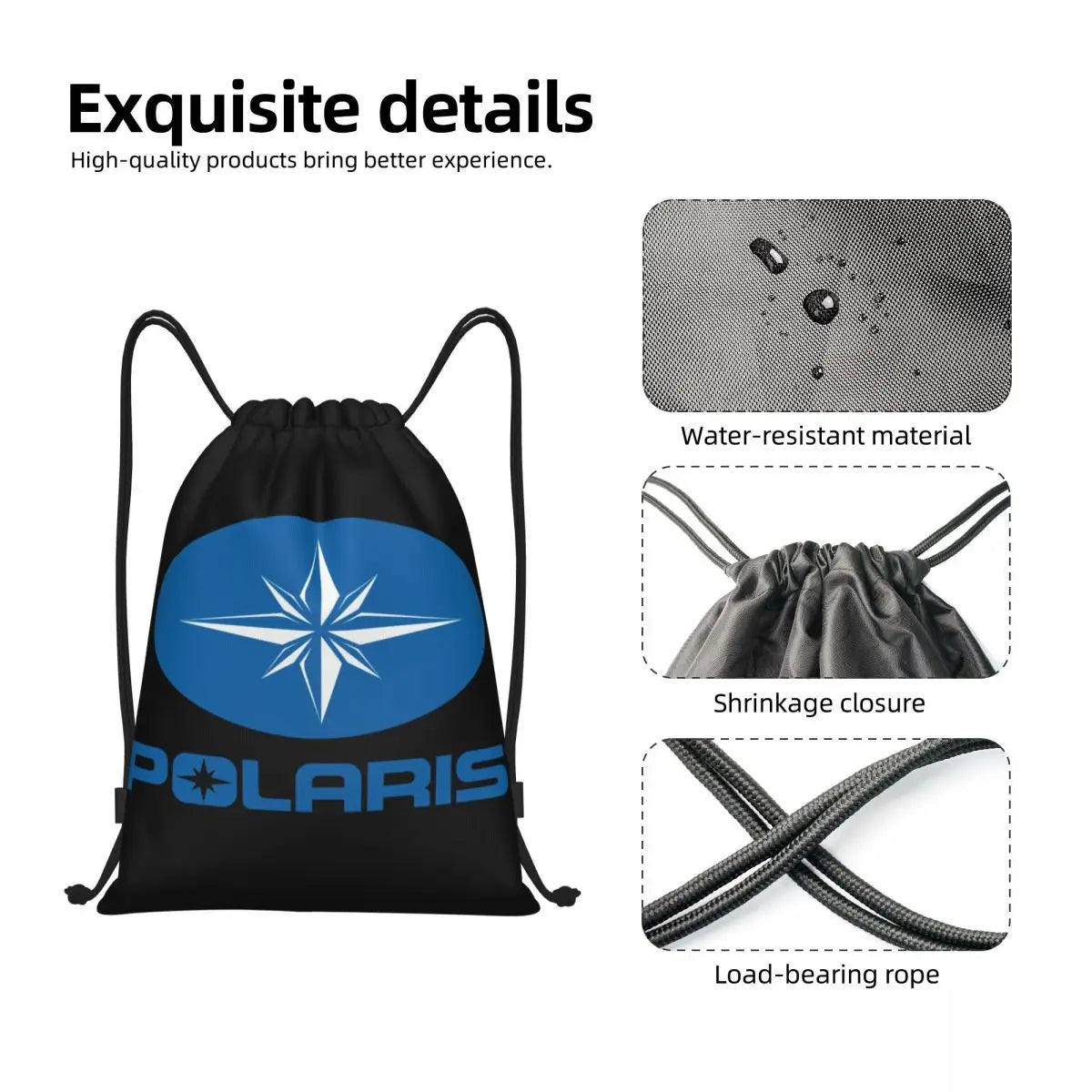 Polaris Logo Drawstring Backpack Sports Gym Bag String Sackpack for Cycling