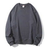 Autumn Winter 380g Cotton Heavy Hoodie Round Neck SweaterSolid Basic Sweatshirts Quality Jogger Loose Solid Long Sleeve Pullover