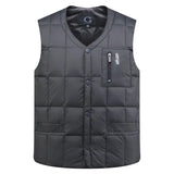 White Duck Down Vest Men Lightweight Autumn Winter Warm Padded Sleeveless Jacket Male Black Golf Fashion Casual Button Waistcoat