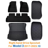 2024 3D Left Right Hand Driving All-Weather Floor Mats Trunk Mat Car Floor Liners For Tesla Model 3 Model Y 2019 - 2023