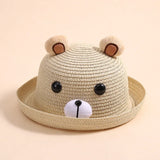 Summer New Men And Women Kids Fun Breathable Straw Hat Cartoon Cute Bear Kids Sunshade Sun Hat 3-6 Years Old Fisherman's Hat