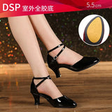 Women Glitter Leather Latin Dance Shoes Closed Toe Soft Sole Salsa Modern Shoe Tango Ballroom Dancing Shoes 3.5cm/5.5cm  Heel