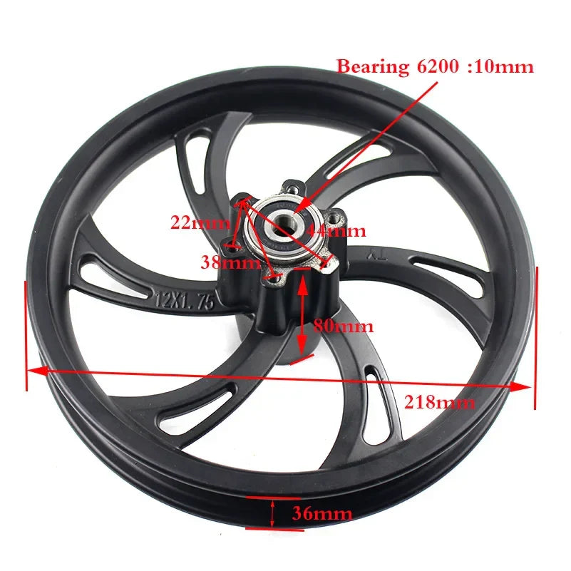 12x1.75 Rim 12*1.75 Wheel Hub Use 12 1/2 X 2 1/4 12 1/2x2.75 Tire Inner Tube Fit Many Gas Electric Scooters E-Bike Parts