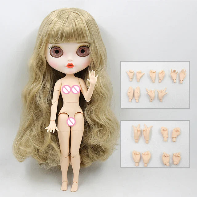 ICY DBS Blyth doll 1/6 bjd joint body white skin matte face nude doll anime toy smiling face doll girls gift