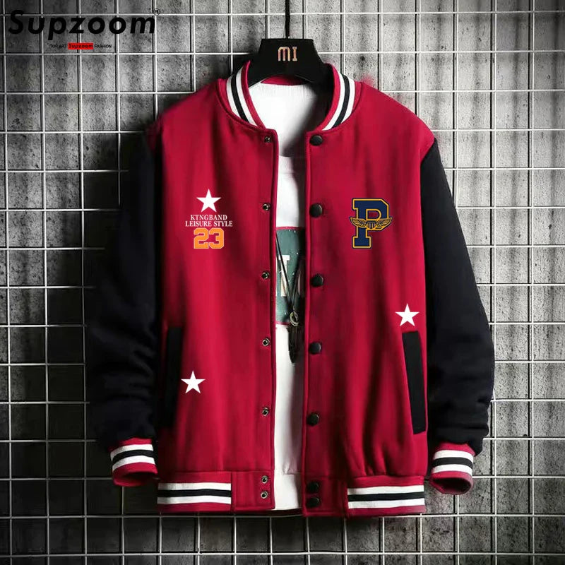 Supzoom New Arrival Fashion Fleece Casual Baseball Uniform Cotton Spliced Regular Rib Sleeve Brand Clothing Bomber Jacket Men