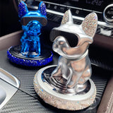 Car Ornament Metal Shake Head French Bulldog Diamond Fragrance Purified The Car Inside Air Condition Accessories Interior Woman