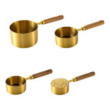 4pcs Stack Able Stainless Steel Measuring Spoons With Wood Handle Double-Scale Measure Cup For Kitchen Bakeware Measuring Tools