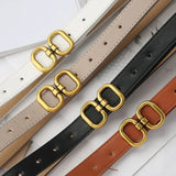 New Women's Fashionable Famous Brand Design Buckle Thin Belt, PU Leather Denim Belt As A Gift For Mothers And Girlfriends