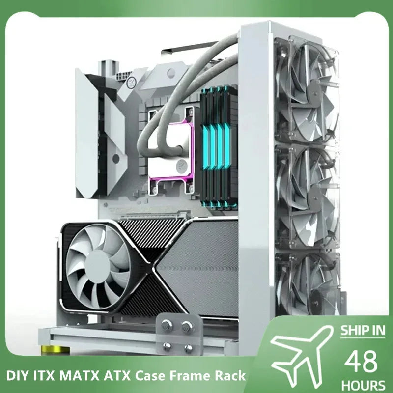 Open PC Gamer Cabinets,DIY ITX MATX ATX Case Frame Rack,Water Cooling Computer Gabinete Gaming Chassis Vertical Personality