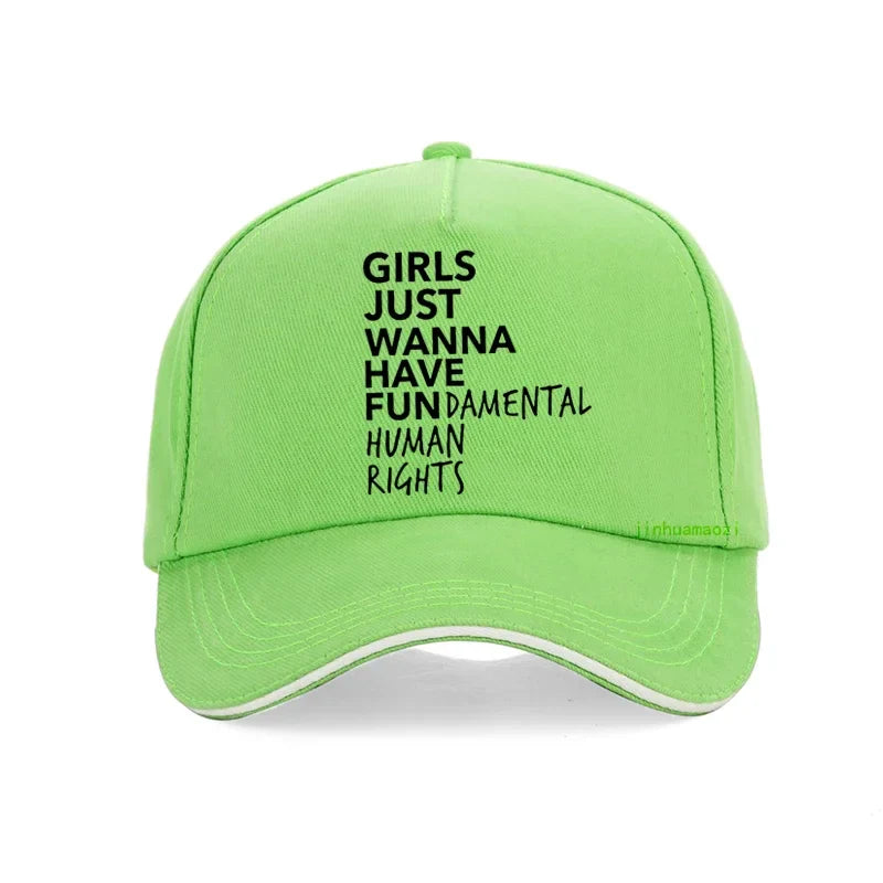 Girls Just Wanna Have Fundamental Human Rights Letter Print Baseball Cap Feminist Feminism Hat Adjustable Snapback Hats