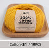 QJH 10PCS 100% Organic Cotton Yarn Pure/Mixed Color Yarn, Knitting Yarn - Crochet Yarn Soft 10 Strands Hank Yarn Machine Washabl