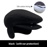 Big Head Circumference Men's Hat Autumn And Winter Warm Beret Spring And Autumn Fleece-lined Earflaps Peaked Cap Small Size