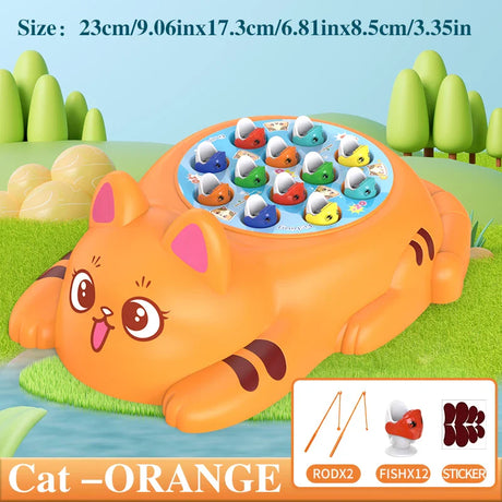 Cute Orange Cat Yellow Cat Fishing Plate Magnetic Fishing Without Battery Parent-child Interaction to Develop Intelligence