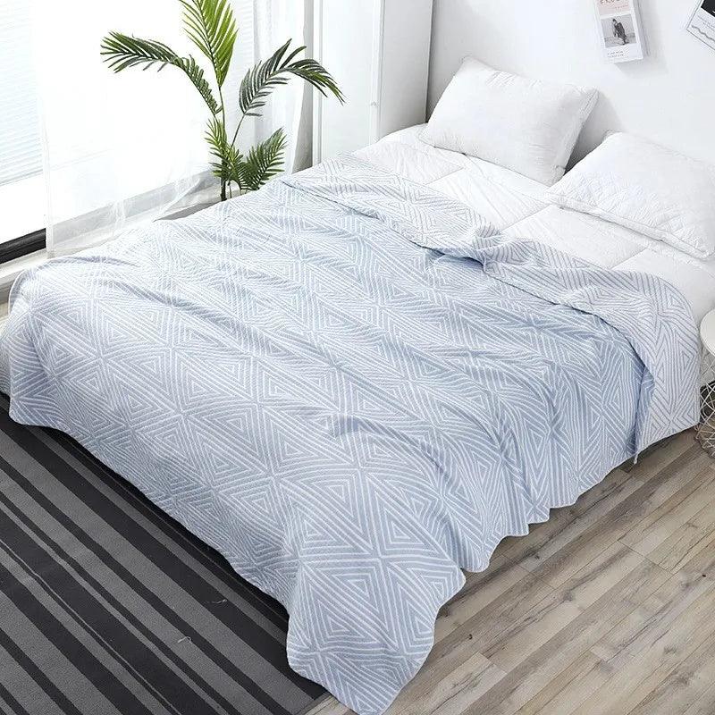 Cotton Muslin Plaid Blanket Summer Bed Sheet Gauze Bedspread Cover for Double Bed Sofa Adult Office Nap Sleeping Throw Blankets