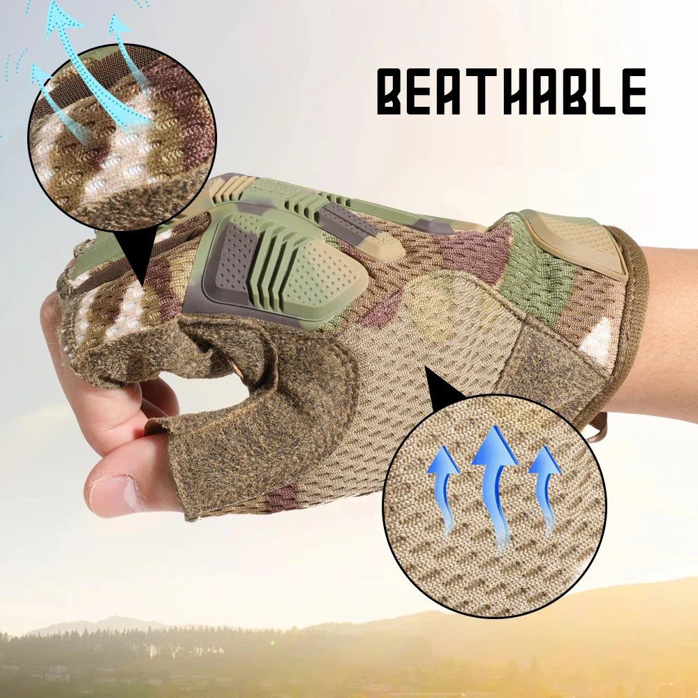 Tactical Fingerless Gloves SWEAT Army Military Airsoft Combat Paintball Shooting Hunting Driving Non-slip Half Finger Men Women