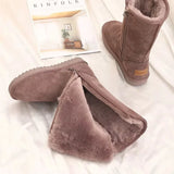 Women Suede Leather Warm Snow Boots 2022 Winter New Causal Plush Fluffy Anti-cold Zipper Boots Plus Size 42 Women Platform Shoes