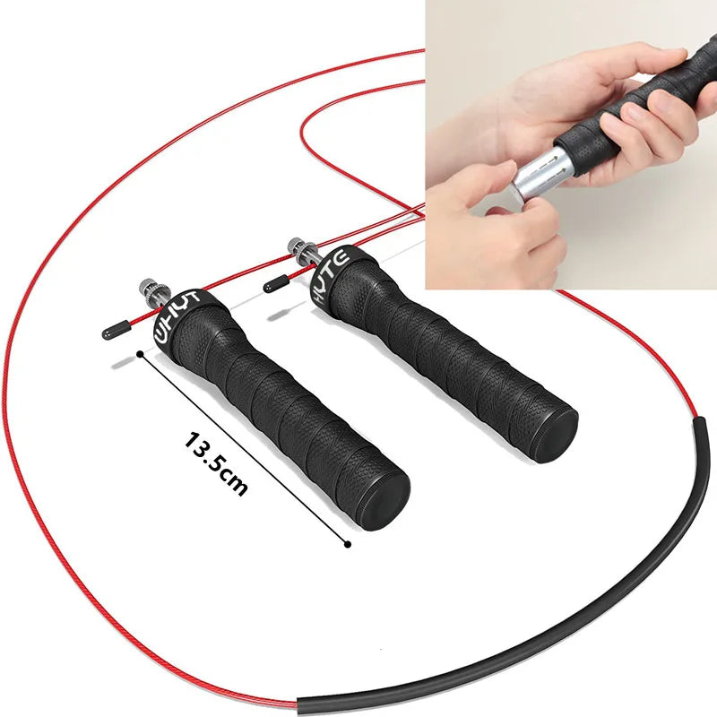 Adjustable Wire Skipping Rope Crossfit Skipping Ropes Gym Weighted Jumping Workout Rope Bearings Anti-Slip Handles Jump Ropes