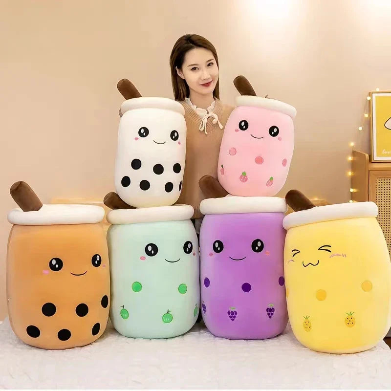 22-70cm Giant Size Bubble Tea Plushies Squishy Milk Tea Boba Pillow Peluche Ice Cream Fruits Juice Drink Bottle Prop Decor Gift