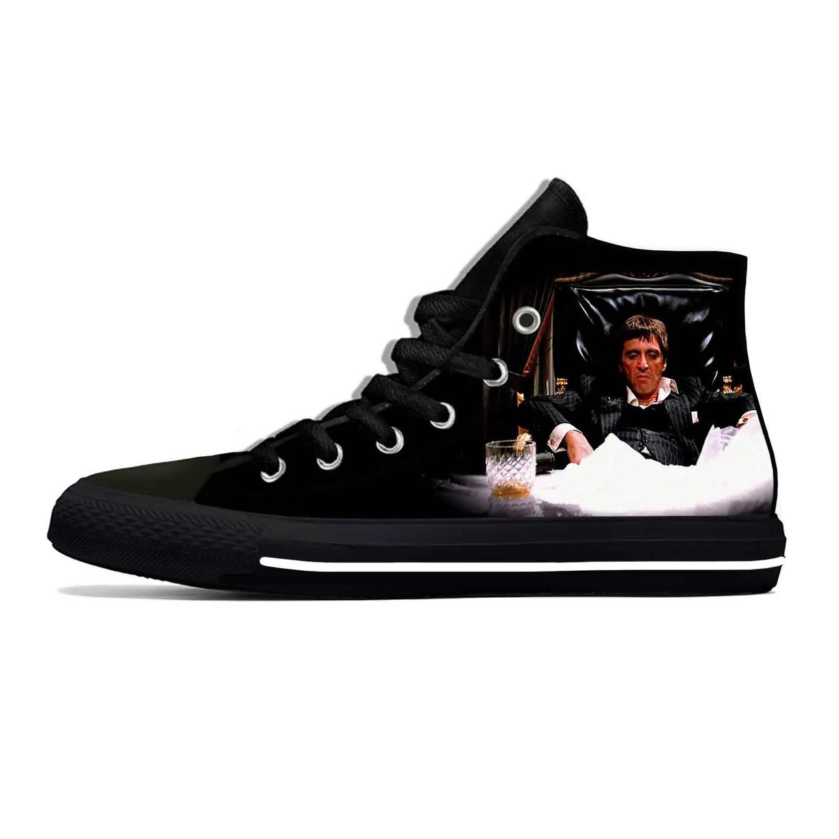 Hot Scarface Tony Montana Movie Anime Cartoon Casual Shoes High Top Lightweight Summer Board Shoes Breathable Men Women Sneakers