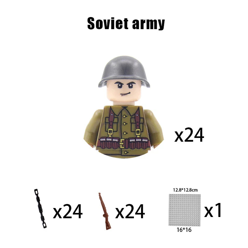 New WW2 Military Building Block Germany US British French Soviet Italian Action Figure Soldier Army Weapon Bricks Kids War Toys