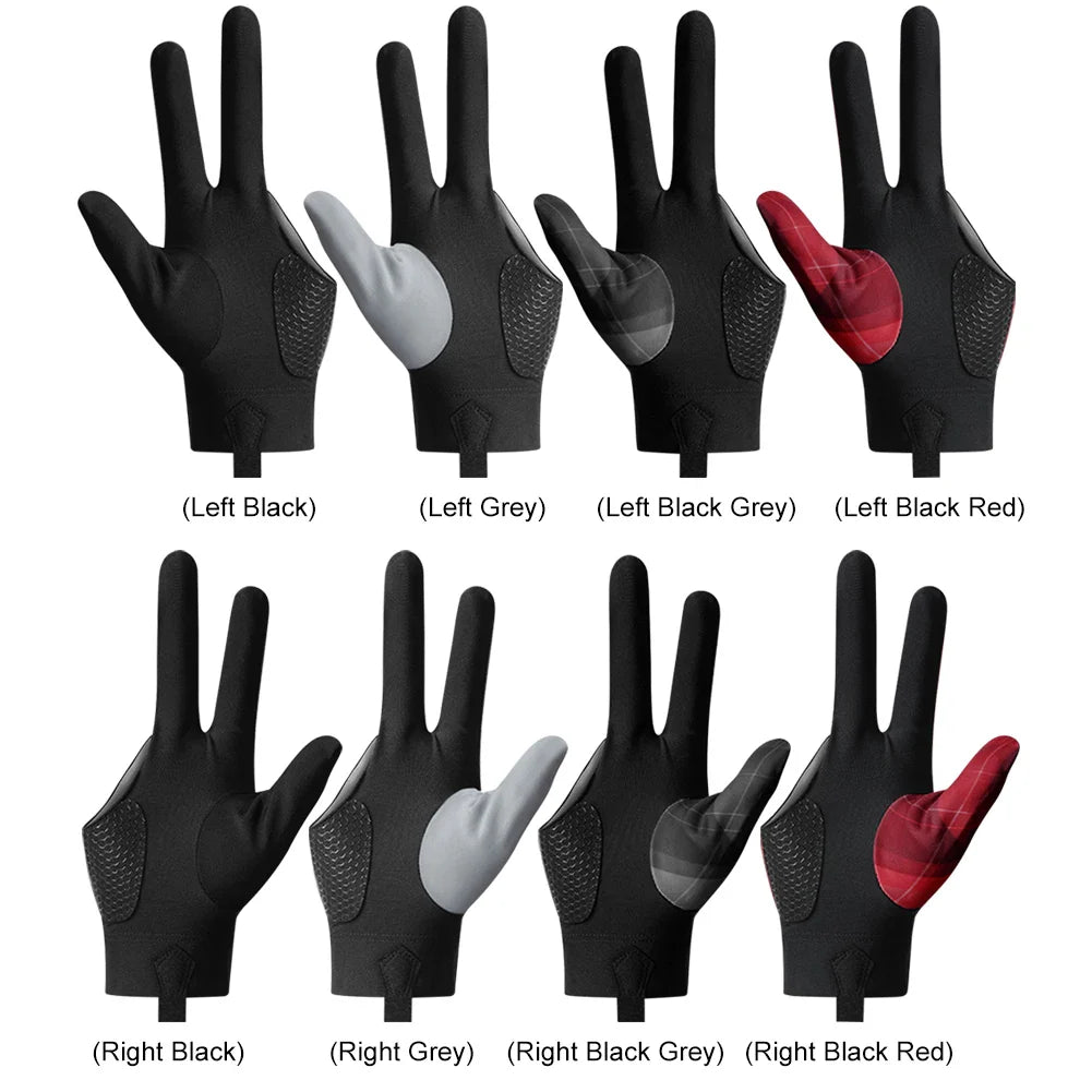 Billiards Glove Left Right Three Finger Snooker Billiard Glove Non Slip Stickers Elasticity Billiard Training Gloves Accessories