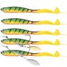 5Pcs lues 2pcs hooks Vigour Perch Fishing Lure  Soft Bait Shad UV-Active Wobble Craft Rubber Fish Swimbait For Perch,Pike,Zander