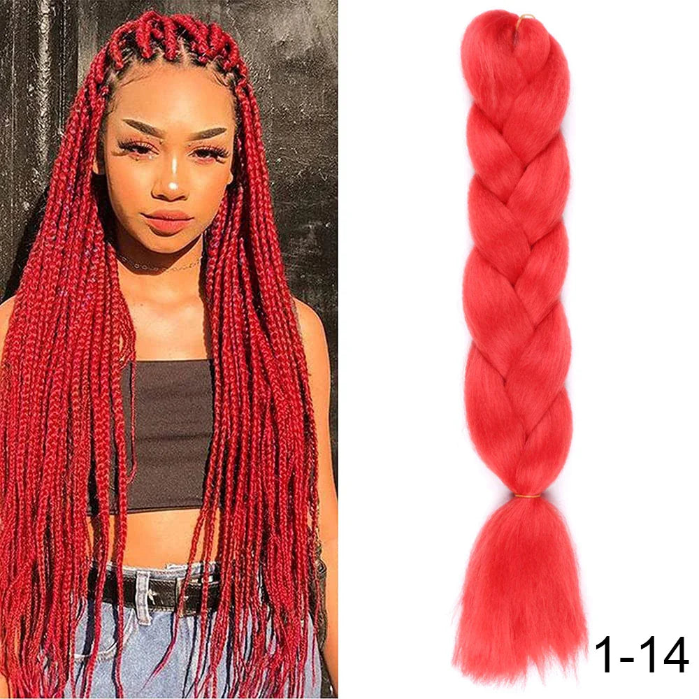 24Inch Synthetic Hair Extensions for Braids 100g/pc Jumbo Braiding Hair Kanekalon Colored Hair Pre Stretched Yaki Jumbo Braids