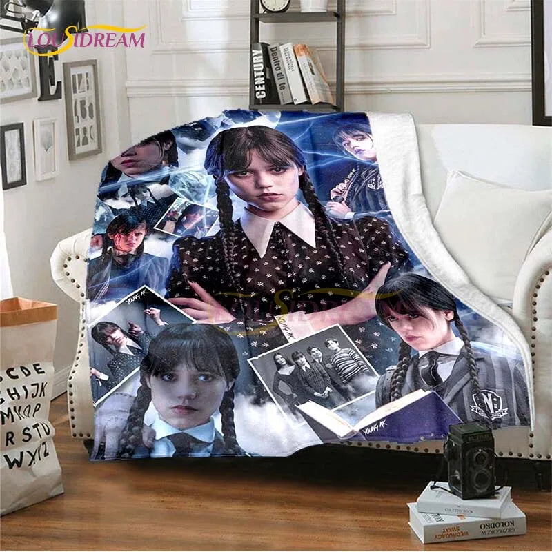 Wednesday Addams Series Throw Blanket Horror Soft Blankets for Beds Home Decor Bedding Cover picnic blanket