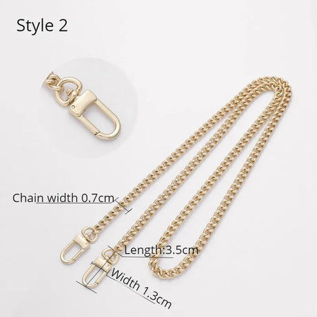 Golden Bag Chain Accessories Metal Extension Chains Underarm Crossbody Shoulder Belt Replacement Bags Strap For Women's Bag