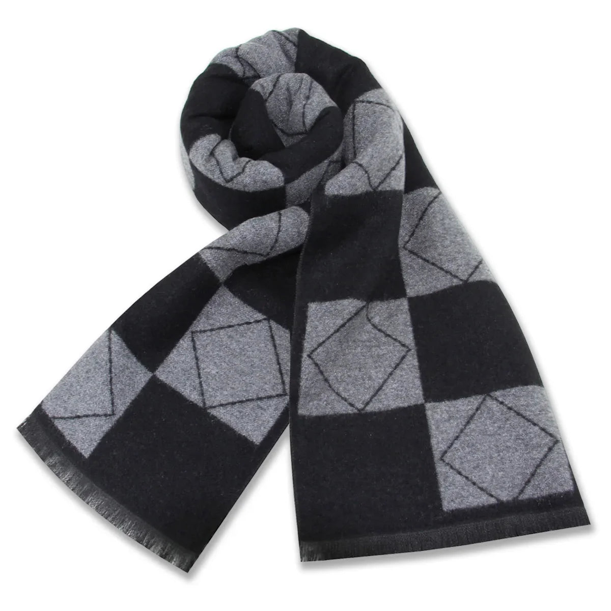 New Luxury Cashmere Wool Men Scarves,Warm Winter Man Scarf Charcoal Grey Wool Scarves Comfort Dual Color Fashion Casual Wear