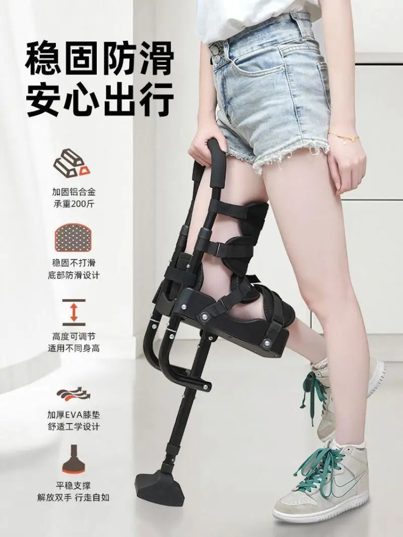 Single-Leg Telescoping Assisted Walking Stick Crutch Support-Free Knee Walker Ankle Fracture Leg Knee Mobility Aids Support