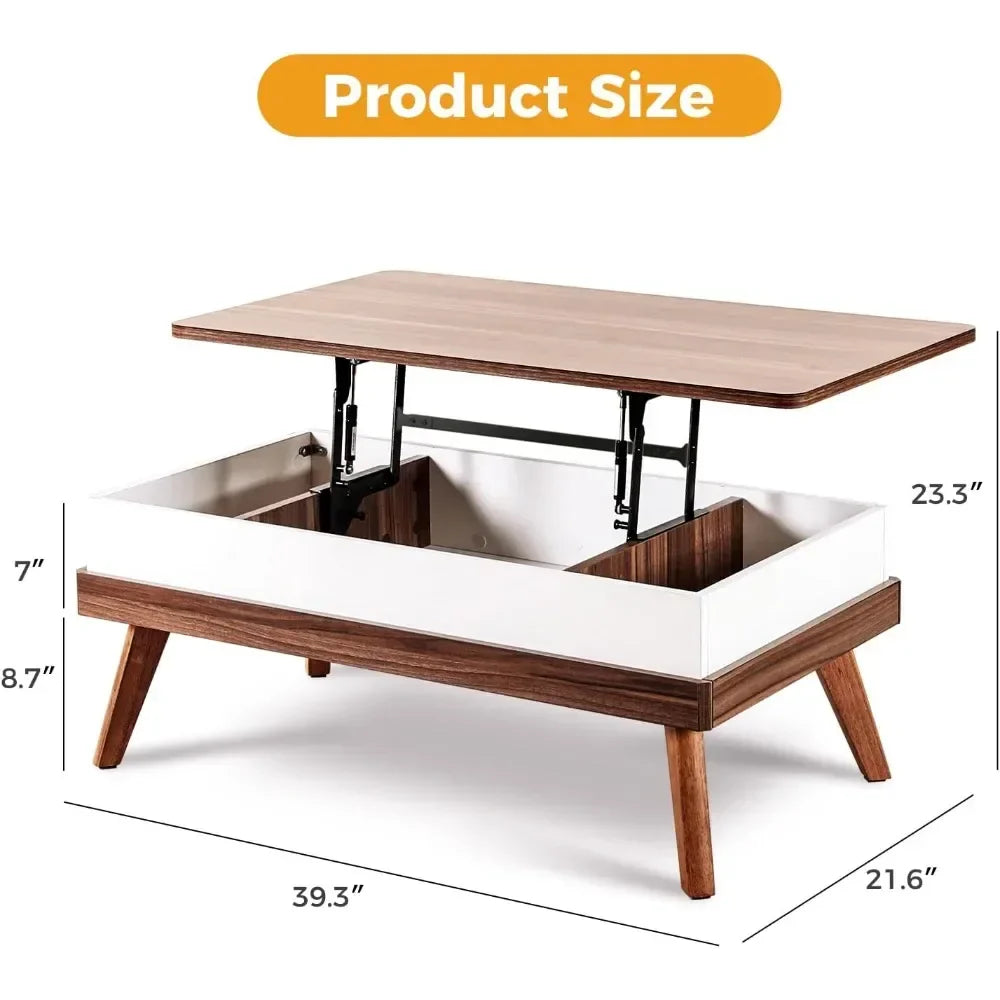 Easy-to-Assembly Center Table With Hidden Storage Compartment Modern Dining Table for Living Room Reception/Home Office Coffee