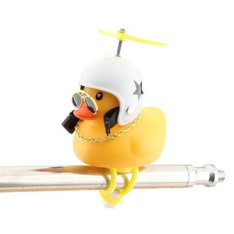 Motorcycle Accessories Cute Duck with Propeller Helmet Broken Wind Rubber Duck Toy Car Bicycle Small Yellow Duck Decor Ornaments