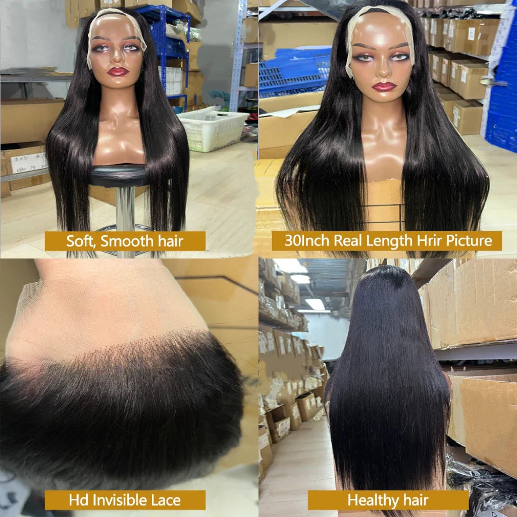 30 Inch Straight Wigs Human Hair 13x4 Transparent HD Lace Front Human Hair Wig Cheap On Sale Clearance Brazilian Hair For Women