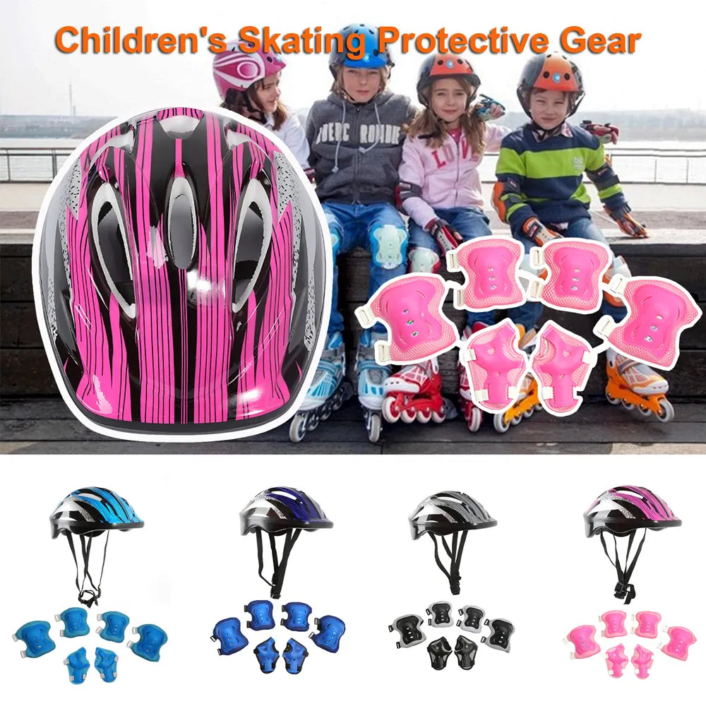 7Pcs Kids Skating Protective Gear Set Children Knee Wrist Guard Elbow Pads Bicycle Skateboard Ice Skating Roller Protector Guard