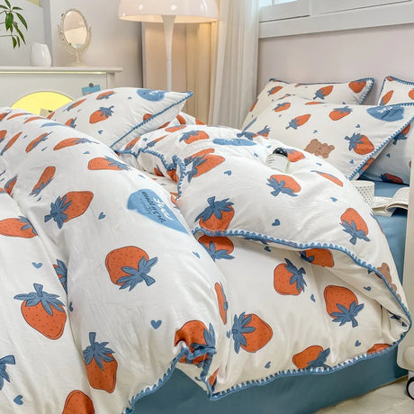 Soft Cotton Crib Bedding Set For Girl Bed For Kid Baby Nursery Decor 3PCS Baby Cartoon Bear Bedding Set For Newborns