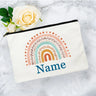 White Personalized Name Bag woman rainbow print Makeup Bag Storage Pouch Toiletries storage Cosmetic Pocket Gift for teachers