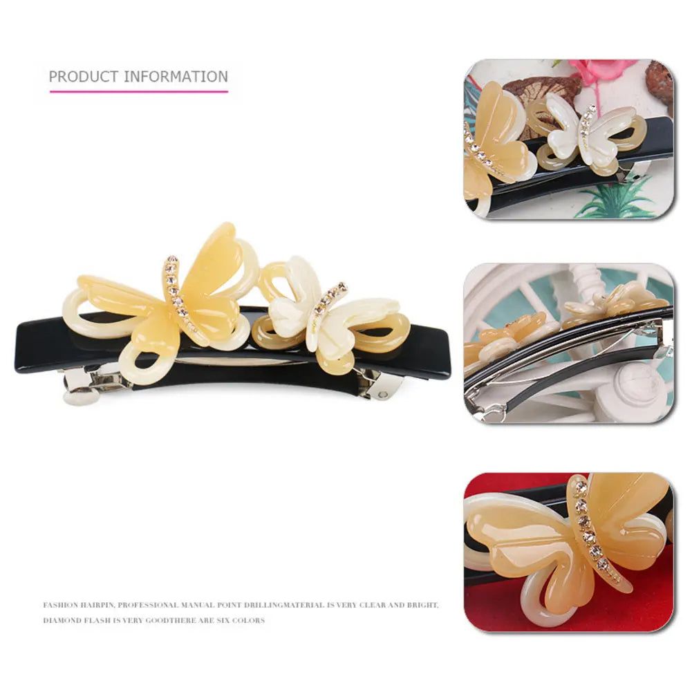 Trendy Butterfly Hair Clip Barrettes for Women Girls Good Rhinestones Hair Jewelry Ornament Accessory for Ponytail Holder