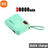 Xiaomi Power Bank 100W Fast Charging Built-in Cord Portable Power Bank 30000mAh Large Capacity External Battery Free Shipping