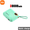 Xiaomi Power Bank 100W Fast Charging Built-in Cord Portable Power Bank 30000mAh Large Capacity External Battery Free Shipping