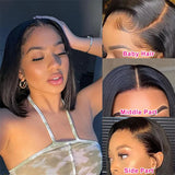 4x4 Bob Lace Closure Wig Indian Straight Human Hair for Black Women 4x1 Highlight Bob Lace Front Human Hair Wigs Blunt Cut Wig