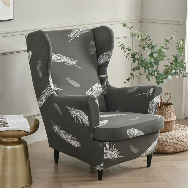 Christmas Theme Wing Chair Cover Stretch Spandex Armchair Covers Nordic Removable Relax Sofa Slipcovers With Seat Cushion Covers