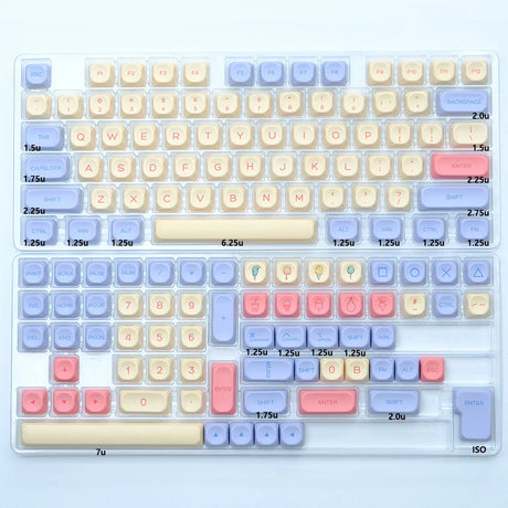 KBDiy KOA Keycaps GMK Soymilk 140 Keys PBT Keycap Similar MOA Japanese Korean Russian Keycap 7u MAC ISO For Mechanical Keyboard