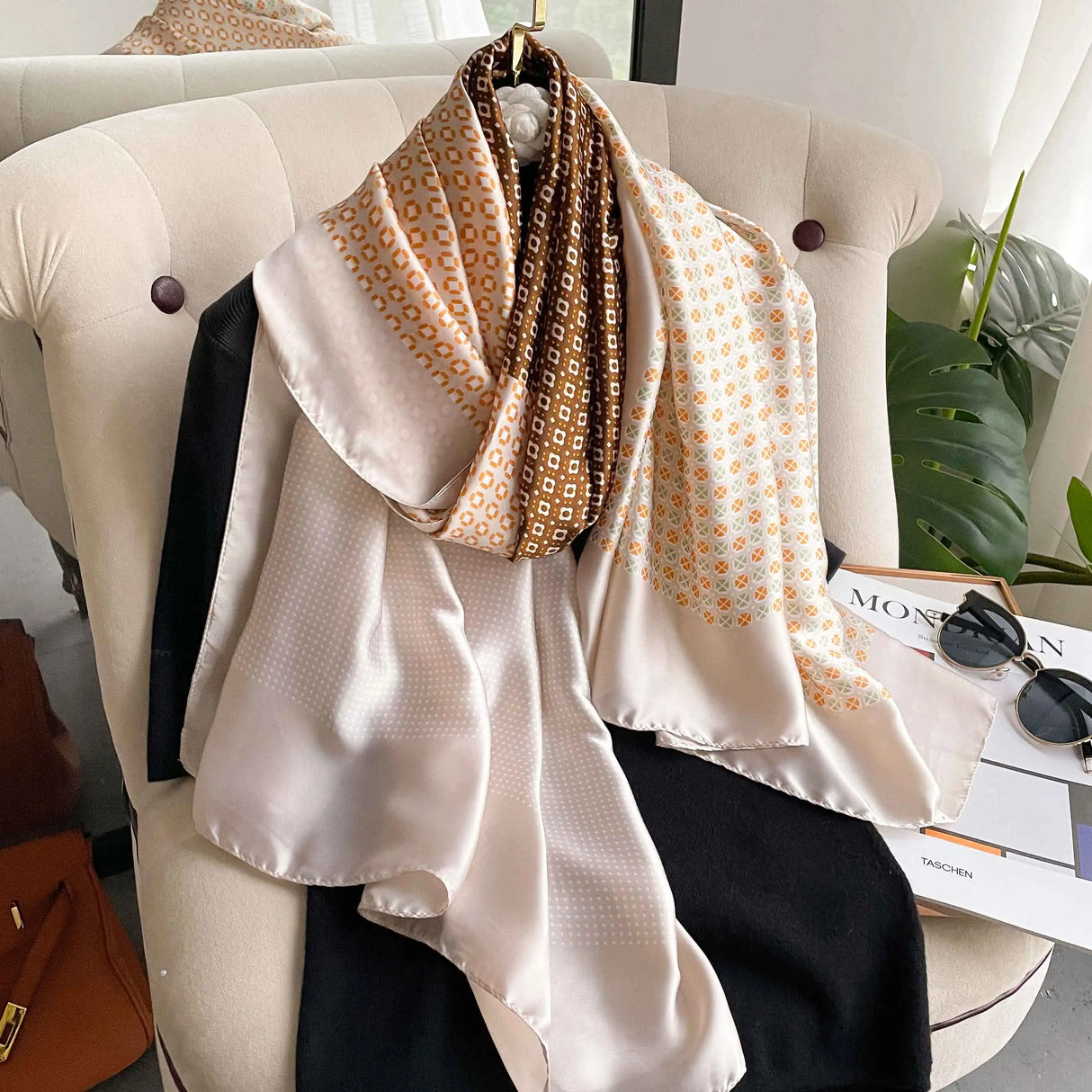 2023 Women 180*90cm Fashion Beautiful Soft Silk Scarves Female Lady Shawl Hijab Wrap Foulard Bandanna Muffler Beach Pareo