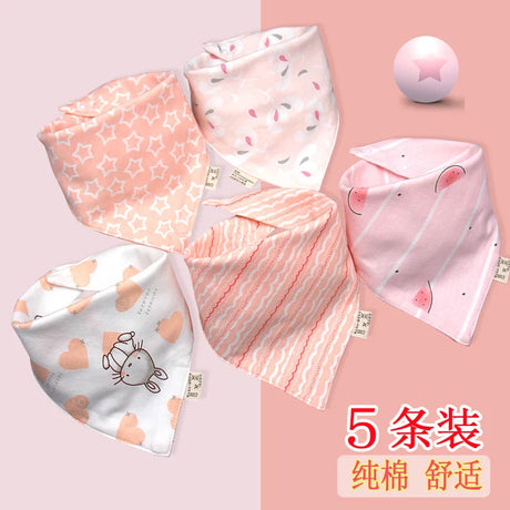 5Pcs/Set Baby Bibs Triangle Double Cotton Bandana Bibs Baby Boys Girls Babador Feeding Smock Infant Burp Cloth Baby Saliva Towel