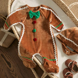 ma&baby 0-24M Christmas Baby Romper Newborn Infant Boy Girl Gingerbread Man Costumes + Hat Long Sleeve Jumpsuit Xmas Clothing